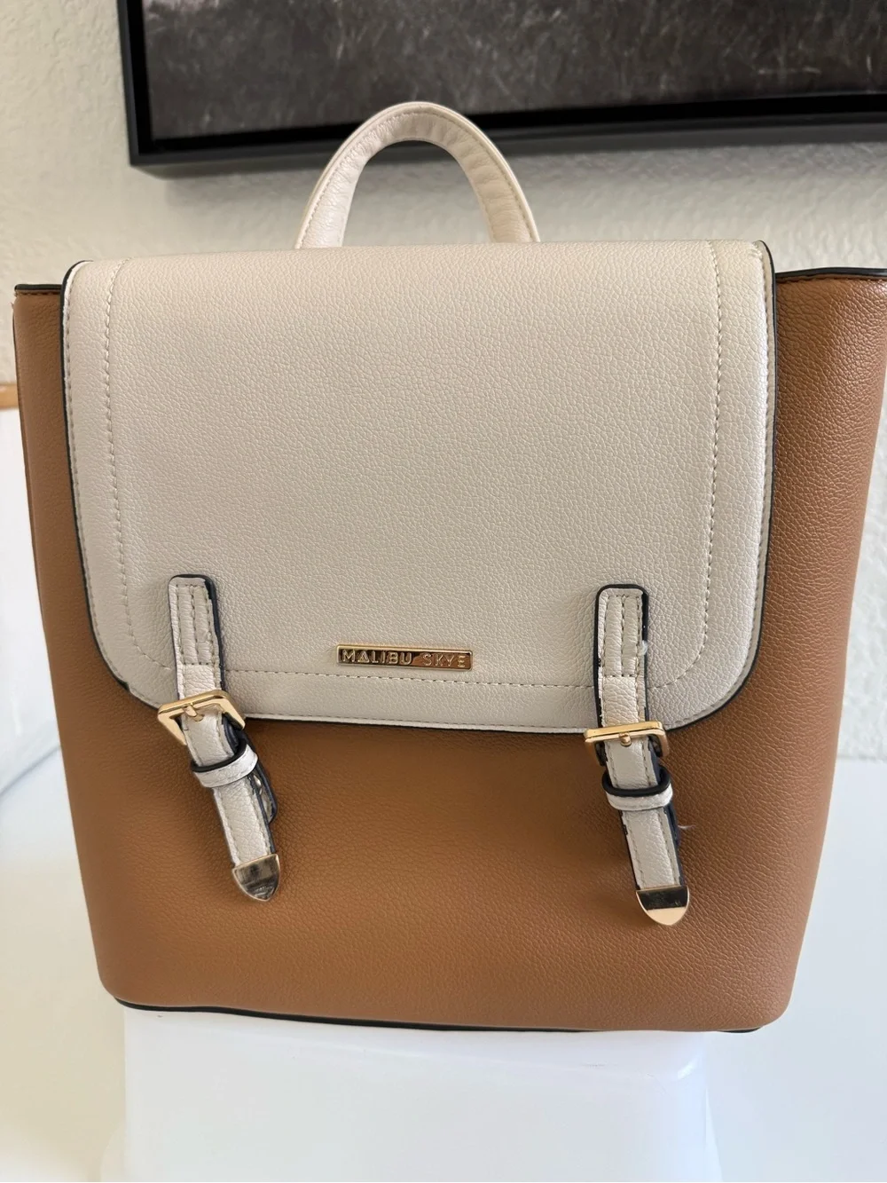 Malibu Skye | Two Tone Backpack‎ Purse | Soft Vegan Leather